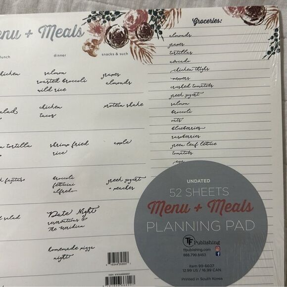 TF 52 Sheets Menu & Meals Calendar Planning Pad - Picture 8 of 10